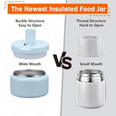 13.5oz Kids Thermos for Hot Food, Insulated Vacuum Food Jar with Buckle Lid, Stainless Steel Wide Mouth Leak Proof Insulated Lunch Container for School Picnic Travel, Blue by TinyTreasures Baby Boutique