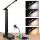 Addtam LED Desk Lamp, Power Strip with 3 Outlets 4 USB Charging Ports(2 USBC), 4 Modes 5 Level Brightness Touch Lamp, Small Desk Lamp for Home Office College Dorm Room Essentials by CozyNest Decor