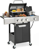 3-Burner Propane Gas Grill with Side Burner, 40,500 BTU Stainless Steel BBQ - Easy Assembly & Grease Management for Patio, Backyard, Camping (3+1Burner No Cover) by GreenHaven Gardens