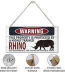 Warning Sign, Bhino Warning Wood Plaque Sign, Funny Door Signs, Decorative Wood Hanging Suspension Plaque, Farmhouse Wooden Wall Decor, Outdoor Hanging Wooden Signs by CozyNest Decor