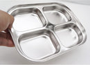 Korean Stainless Steel Divided Plates by KS&E, Little Kids Toddlers Babies Tray, BPA Free, Diet Food Control, Compact Serving Platter, Dinner Snack, 4 Compartment Plate Silver, Set of 2 by TinyTreasures Baby Boutique