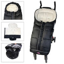 Weather Proof Oudtoor Walking Universal Stroller Bunting Bag with Reflective Strips,Multi-Zippers,Central and Feet Area Opens,Easy for Baby in&Out&Temperature Regulation Footmuff for Stroller,Black by TinyTreasures Baby Boutique