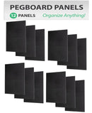 WallPeg Pegboard Panels Garage Organization - 12 ea (24"x16") Black Peg Board Panel Set - (PB-1-B) Tool Organizer, Crafts, Shop, Home, Office, Wall Storage Kit by GreenHaven Gardens