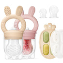2 Packs Baby Fruit Feeder & Freezer Nibble Tray Combo, Push Pop Baby Food Feeder to Safely Introduce New Foods, Fresh & Frozen Food Silicone Feeder, 100% Food Grade, BPA Free (Caramel & Pink) by TinyTreasures Baby Boutique