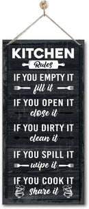 Hanging Kitchen Rules Wood Decor Sign, Rustic Kitchen Wooden Signs, Printed Wood Wall Art Sign, Kitchen Door Rules Rustic Sign, Hanging Wood Sign Kitchen Decor, Funny Farmhouse Kitchen Wall Décor A1 by CozyNest Decor