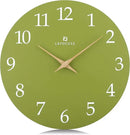 Lafocuse 12 Inch Silent Olive Green Wall Clock Battery Operated for Living Room Decor, Simple Minimalist Wooden Wall Clock for Kitchen Bedroom Office by CozyNest Decor