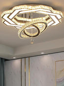 Flashing God Large Crystal Chandelier Dia 48" Silver Chandelier Flush Mount Ceiling Light for Bedroom Living Room Dining Room Hallway Dimmable 3 Rings LED Celing Lighting Fixtures by CozyNest Decor
