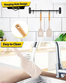 Pack of 2 Large Silicone Spatula, Heat Resistant Solid Turner, Non Stick Slotted Spatulas with Wooden Handle, Ideal Kitchen Utensils for Flipping, Pancakes, Eggs, Fish(KHAKI) by CozyNest Decor