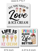 3 Pcs Summer Ice Cream Wood Box Signs Decor Farmhouse Summer Ice Cream Tiered Tray Decor Table Desk Shelf Kitchen Decoration Rustic by CozyNest Decor