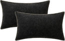 MIULEE Pack of 2 Couch Throw Pillow Covers 12x20 Inch Black Farmhouse Decorative Pillow Covers with Stitched Edge Soft Chenille Solid Dyed Spring Pillow Covers for Sofa Bed Living Room by CozyNest Decor