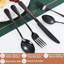 Lazycorner 20 Pcs Black Silverware Set for 4, Mirror Polished Flatware Set Stainless Steel Fork Knife Spoon, Food Grade Eating Utensils Sets, Reusable Silverwear Cutlery Set, Dishwasher Safe by CozyNest Decor