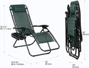 Nazhura Set of 2 Relaxing Recliners Patio Chairs Adjustable Steel Mesh Zero Gravity Lounge Chair Beach Chairs with Pillow and Cup Holder (Dark Green) by CozyNest Decor