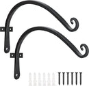 FEED GARDEN 2 Pack 12 Inch Hanging Plant Bracket Wall Hooks Decorative Plant Hangers for Outdoor Hanging Bird Feeders, Wind Chimes, Plant Baskets, Black by GreenHaven Gardens