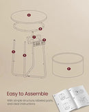 VASAGLE Side Table with Charging Station, Round End Table with Fabric Basket, Nightstand with Power Outlets, USB Ports, for Living Room, Bedroom, Modern, Matte White and Camel Brown ULET228W01 by CozyNest Decor