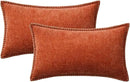MIULEE Pack of 2 Fall Couch Throw Pillow Covers 12x20 Inch Rust Farmhouse Decorative Pillow Covers with Stitched Edge Soft Chenille Solid Dyed Pillow Covers for Sofa Bed Living Room by CozyNest Decor