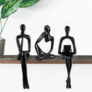 Home Decor Thinker Statue Accents, Set of 3 Thinker Sculptures Office Decor Modern Abstract Resin Decoration on Shelf Table Desk for Living Room Office Bedroom (Large Black) by CozyNest Decor