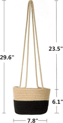 Hanging Planter Basket Jute Rope Woven Plant Hangers Indoor Hanging Plant Holder Up to 7" Pot Macrame Modern Storage Organizer Home Decor (Jute-Black) by GreenHaven Gardens