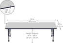 FDP Rectangle Activity School and Classroom Kids Table (30 x 72 inch), Chunky Toddler Leg, Adjustable Height 15-24 inches - Gray Top and Navy Edge by CozyNest Decor