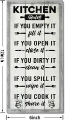 Hanging Kitchen Rules Wood Decor Sign, Rustic Kitchen Wooden Signs, Printed Wood Wall Art Sign, Kitchen Door Rules Rustic Sign, Hanging Wood Sign Kitchen Decor, Funny Farmhouse Kitchen Wall Décor J1 by CozyNest Decor
