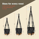 Black Hanging Self Watering Pots with Macrame Black Rope, 3 Pack Indoor & Outdoor Hanging Plant Pots with Built-in Reservoir, Wick Rope, Drainage Holes & Hooks, Stylish Boho Decor Hanging Planter by GreenHaven Gardens