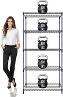 36"x18"x72" Prime Heavy Duty Black 5-Tier Wire Shelving NSF 4000 LBS MAX Capacity Storage Rack for Commercial, Hospital, School, Garage, and Kitchen Uses (with Wheels) by CozyNest Decor