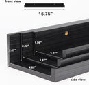 Giftgarden 16 Inch Black Floating Shelves for Wall Mount, Woodgrain Wall Shelf Ledge for Bathroom Bedroom Kitchen Living Room Office Storage, Set of 3 Different Sizes by CozyNest Decor