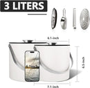 Insulated Ice Bucket with Silicone Lid, Scoop, Tongs & Strainer, 3L Stainless Steel Double Wall Ice Buckets for Parties & Cocktail Bar, Champagne Ice Bucket with Lid for Freezer, Ivory by CozyNest Decor