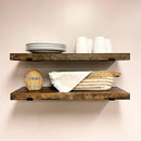 Rustic Shelves with J-Brackets Set of 2, Industrial Shelf, Kitchen Shelves, Solid Wood, Decorative Wall Storage, Heavy Duty, URBANDI (Dark Brown, 36Wx6D) by CozyNest Decor