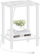 TUTOTAK End Table with Charging Station, Small Side Table with Outlets, Nightstand Bedside Table, 2-Tier Storage Shelf for Small Space, Living Room, Bedroom, Marble White TB01BMW040 by CozyNest Decor