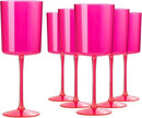 Ciaell 12 Pack Plastic Wine Glasses - 10Oz Hot Pink Plastic Wine Glasses With Stem - Disposable Stemmed Cups for Parties & Weddings by CozyNest Decor