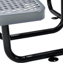 Global Industrial 46" Round Picnic Table, Expanded Metal, Gray Thermoplastic Coating, Attached Benches, 1-1/2” Umbrella Pole Hole, Outdoor-Rated, 1000 lb Capacity by GreenHaven Gardens