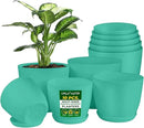 Planter Pots with Drainage Holes - Lightweight, Durable, and Space-Saving Pots for Indoor and Outdoor - Versatile Functionality, Simple Modern Design, Set of 10 Plastic Planter Pots - Aqua by GreenHaven Gardens