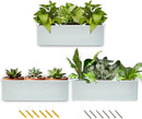 vensovo Metal Wall Hanging Planter Boxes – 12" Rectangle Flower Pots, 3 Pack with Drainage, Durable Galvanized Finish for Indoor Outdoor Balcony Fence Windowsill, White by CozyNest Decor
