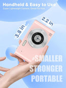 Digital Camera, 44MP Full HD 1080P Point and Shoot Camera with 64GB Card, Anti Shake 16X Zoom Compact Volg Cameras, Portable Small Digicam Gift for Kids, Ages Teen Girl Boy - Pink by TinyTreasures Baby Boutique