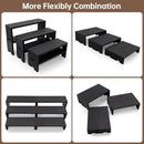 Display Wood Risers Wooden Stand 3 Tier 4 Set 12 Pieces Wood Racks Decorative Rectangular, Cupcake Stands Cologne Perfume Organizer Showcase Items(New Black) by CozyNest Decor