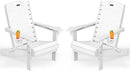 Adirondack Chairs Set of 2, Outdoor Fire Pit Chairs, HDPE All-Weather Adirondack Chairs with Cup Holder, Lawn Chair for Deck, Patio, Garden (White) by GreenHaven Gardens