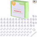 32 Pack Vkania Magnetic Cabinet Locks Baby Proofing - Baby Safety Latches for Drawers and Cabinets -Easy Installation No Drilling by TinyTreasures Baby Boutique