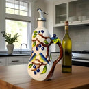 18.26oz/540ml Ceramics Olive Oil Dispenser Bottle,Hand Painted Reliefs Oil Dispenser for Kitchen,Oil Bottles for Kitchen (Blueberry) by CozyNest Decor