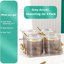 Acrylic Condiment Spice Jars,Condiment Spice Box With Lids and Spoons and Tray,Clear Plastic Condiment Canisters,Seasoning Box 4 Pack,Seasoning Box Set for Kitchen to Storage Salt,Paprika,Sugar by CozyNest Decor