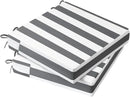 AAAAAcessories Outdoor Seat Cushions for Chairs, Waterproof, Fade-Resistant Patio Furniture Replacement Cushions, 20" x 20" x 3", Set of 2, Gray Cabana Stripe by GreenHaven Gardens