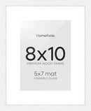 Homeforia 8x10 Picture Frame White, High End Oak 8 x 10 Wooden Frames with Mat 5 by 7 Print, 8x10 Wood Frame Matted to 5x7 inch Photo, 8by10 Wall or Tabletop Frames, Tempered Glass, Wall Kit, Set of 1 by CozyNest Decor