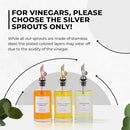 Molimoli Oil and Vinegar Dispenser with Metal Pour Spout, Weighted Pourer, Glass Bottle Dispenser for Kitchen, Olive Oil Cruet, Glass Olive Oil Bottle |350ml, Set of 2 by CozyNest Decor