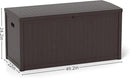Outdoor Storage Box, 120 Gallon Deck Box Indoor and Outdoor Use, Waterproof Resin Storage Bin for Patio Cushions, Gardening Tools, Lockable, UV Resistant, Brown by GreenHaven Gardens