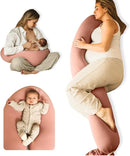 Cuddobaby Pregnancy Pillow 5-in-1 【Cooling Cover, Adjustable Firmness】 Patented Lock Design, Turn into O-Shape Nursing Pillow, 5-Point Full Body Support, Maternity Pillow with Travel Bag - Pink by TinyTreasures Baby Boutique