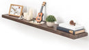 Fun Memories Floating Shelves for Wall, 48"x9.3" Rustic Solid Elm Wood Wall Shelves, Heavy-Duty Mounted Shelves with Invisible Brackets, Set of 2 for Living Room, Bedroom, Kitchen, Walnut Finish by CozyNest Decor