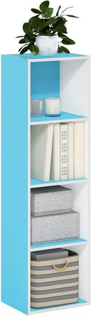 Furinno Luder Bookcase / Book / Storage, 4-Tier Cube, Light Blue/White by TinyTreasures Baby Boutique
