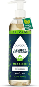 Puracy Laundry Detergent - Enzyme-Powered Liquid Laundry Detergent Concentrate, Natural Laundry Detergent Seen on TikTok, Non-Toxic (Free & Clear, 16 fl oz, 64 Loads) by CozyNest Decor
