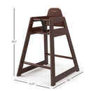 Foundations Neat Seat Wood Highchair for Restaurants, Easy to Clean, “No-tip” Feet, 3-point Safety Harness, Durable Hardwood, Small Footprint, Stackable (Antique Cherry) by TinyTreasures Baby Boutique