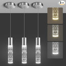 OKELI Modern Pendant Lights,3 Color LED Bubble Crystal Island Light Fixtures,Chrome Mini Pendant Lighting for Kitchen Island,Bar,6W,3000-6000K,ETL,3 Pack by CozyNest Decor