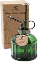 OFFIDIX Glass Plant Mister, 6.3 Inches Tall Vintage Style Spritzer Bronze Plastic Top Pump One Hand Watering Can Indoor Plant Spray Bottle for Garden, Plants, Cleaning (Dark Green) by GreenHaven Gardens